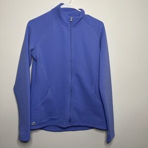 Adidas Golf Women's Royal Blue Essentials 3-Stripes Textured Layer Jacket Medium